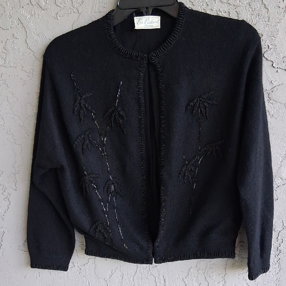 Ron Richard Black Beaded Cardigan